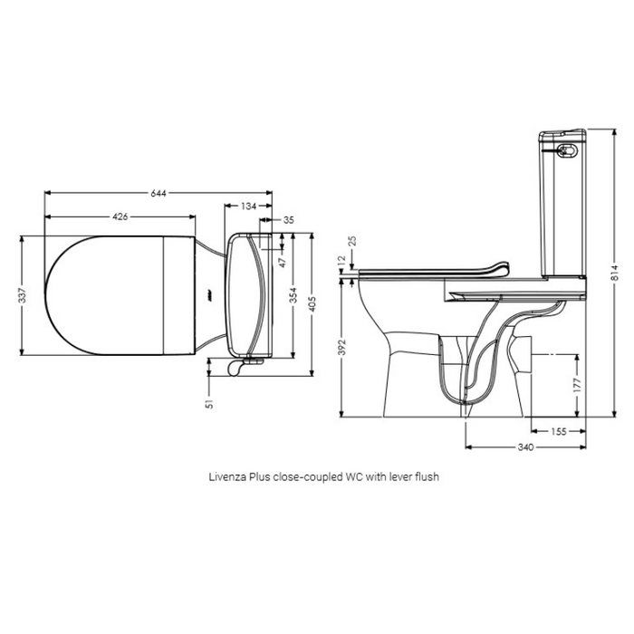 AKW Livenza Plus Close Coupled WC Toilet (P Trap) (23901)