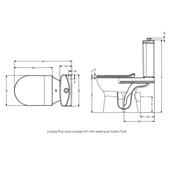 AKW Livenza Plus Close Coupled WC Toilet (P Trap) (23901)