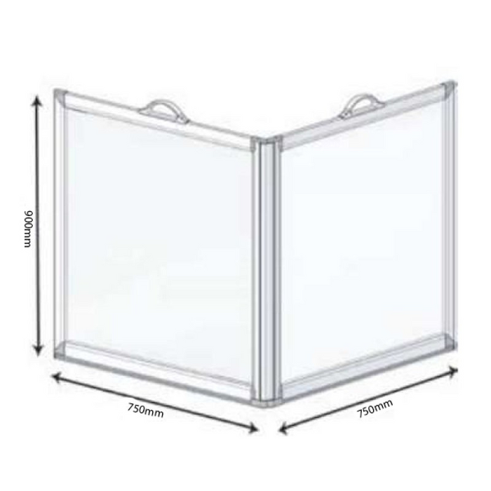 AKW Freeway 2 Panel Portable Shower Screen 750x750mm (900mm High) 15343