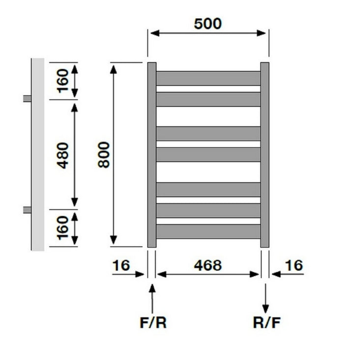 Redroom Azor Anthracite 800x500mm Towel Radiator (AZO080050346)