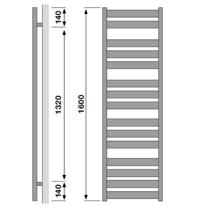 Redroom Azor Anthracite 1600x500mm Towel Radiator (AZO160050346)