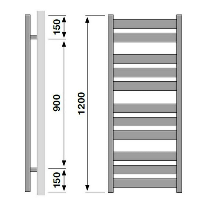 Redroom Azor Chrome Towel Radiator 1200x500mm (AZOC120050)