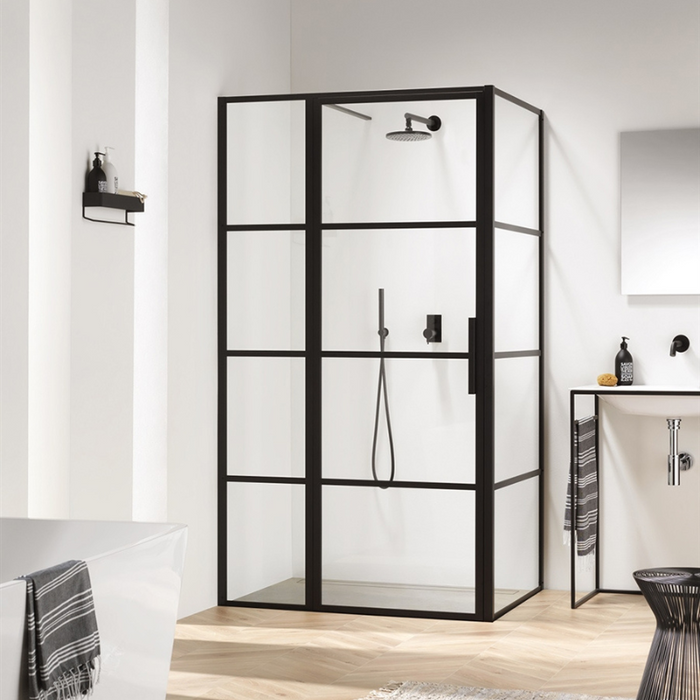 Impey Soho 1200mm Hinged Glass Shower Screen with Inline Side Panel & Side Panel