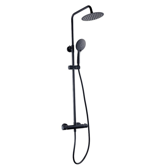 Kartell K-VIT Nero Round Option 1 Thermostatic Bar Shower with Overhead Drencher and Sliding Handset (SHO052NR)