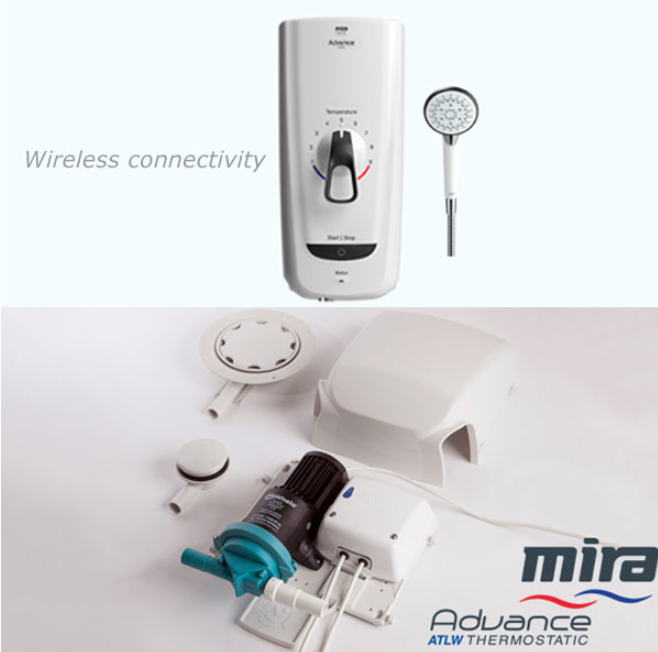 Mira Advance Flex Extra 8.7kw Electric Shower 1.1785.005 & Whale SDP134T Instant Match Shower Pump