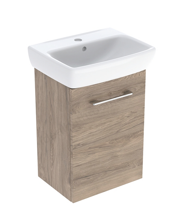 Geberit Selnova Square 45cm 1 Door Cabinet & Basin Hickory 502.748.00.1