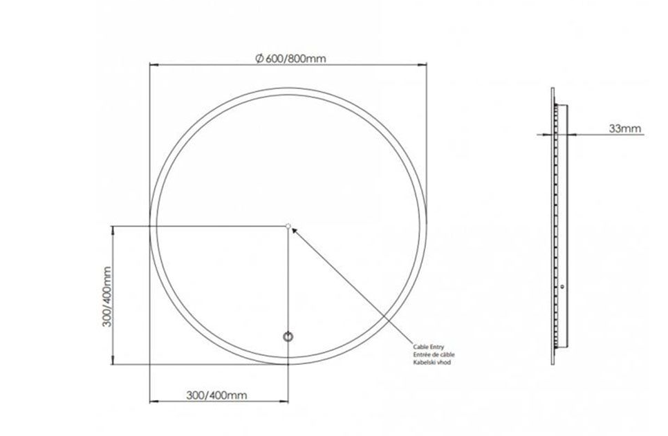 Sensio Como Round Backlit LED Mirror 600x35mm (SE30682C0)