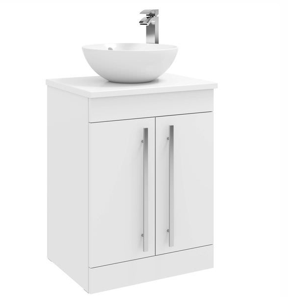 Kartell K-VIT Purity 600mm Floor Standing 2 Door Unit with Ceramic Worktop & Sit On Bowl (FUR001PU-FUR433PU-FUR435PU)