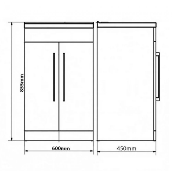 Kartell K-VIT Purity 600mm Floor Standing 2 Door Unit with Ceramic Worktop & Sit On Bowl (FUR001PU-FUR433PU-FUR435PU)