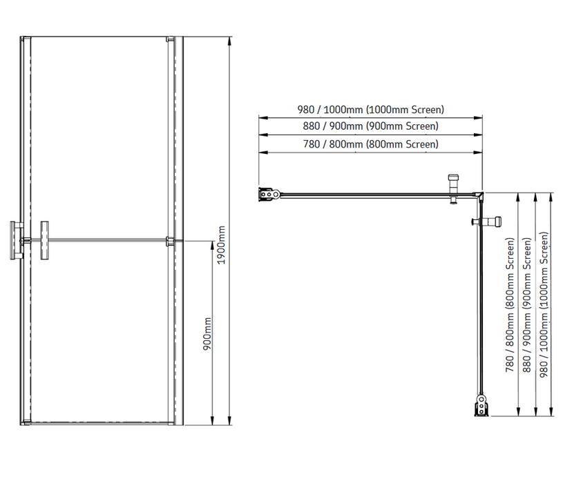 AKW Larenco Alcove Duo Shower Screens 900mm (26806)