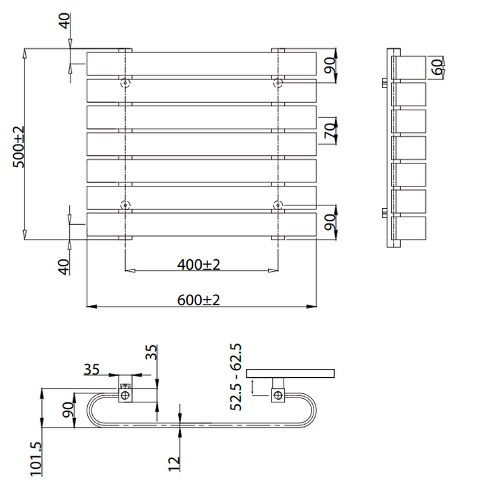 Kartell K-VIT Denver White Gloss Radiator 600x500mm (DEN500-600WT)