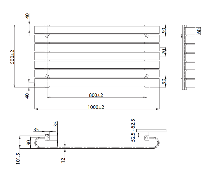 Kartell K-VIT Denver White Gloss Radiator 1000x500mm (DEN500-1000WT)