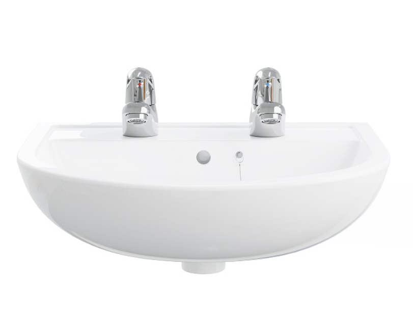 AKW Navlin 450mm 2TH Basin Pack Including Full Pedestal & Basin Lever Taps (28328)