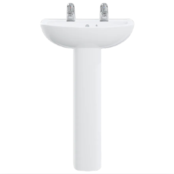 AKW Navlin 450mm 2TH Basin Pack Including Full Pedestal & Basin Lever Taps (28328)