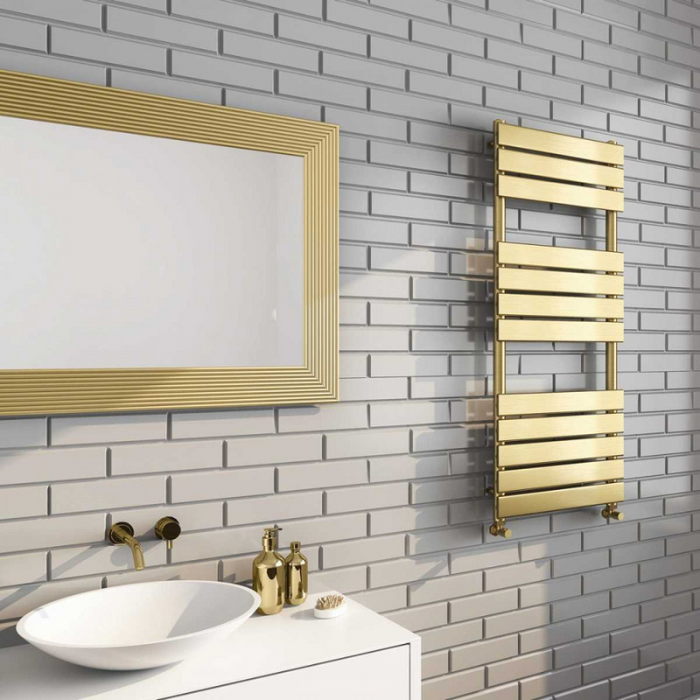 Kartell K-VIT Malibu Designer Brushed Brass Towel Rail 500x1200mm (MAL1200-500B)