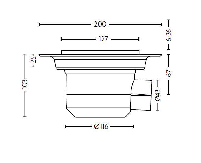 Impey UTT01/H Tiled Floor Gully Waste Trap (Horizontal Outlet) Stainless Steel