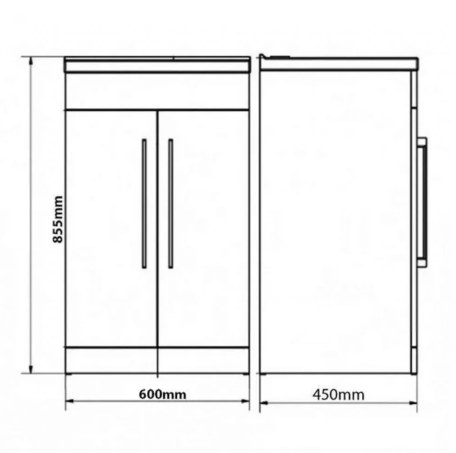 Kartell K-VIT 600mm Floor Standing 2 Door Unit With Ceramic Worktop & Sit On Bowl- Silver Oak (PSO600DO- FUR433PU- FUR435PU)