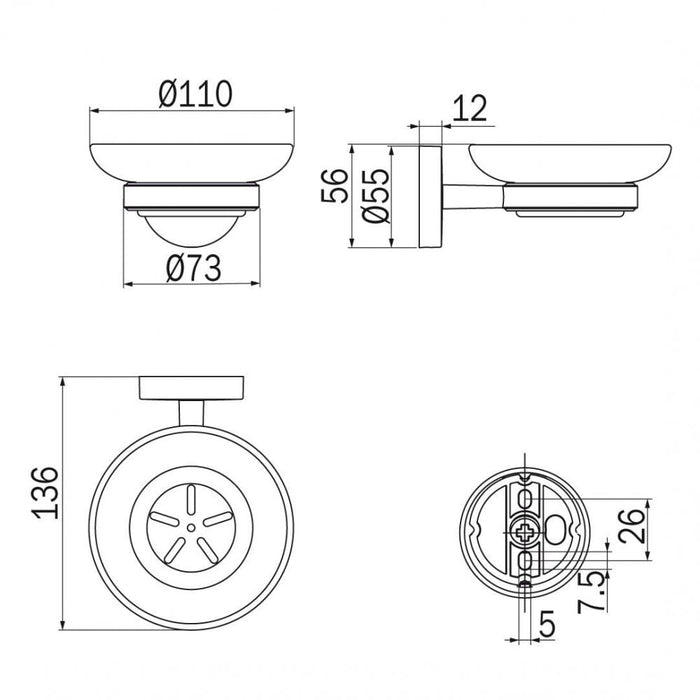 Inda Forum Soap Dish 11x6hx14cm (A36110CR21)