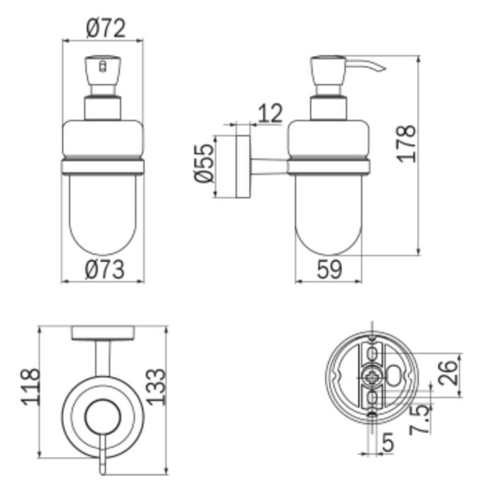 Inda Forum Liquid Soap Dispenser 7x17hx13cm (A36120CR21)