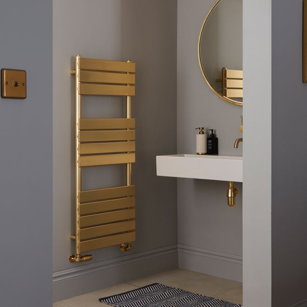 Kartell K-VIT Malibu Designer Brushed Brass Towel Rail 500x1200mm (MAL1200-500B)