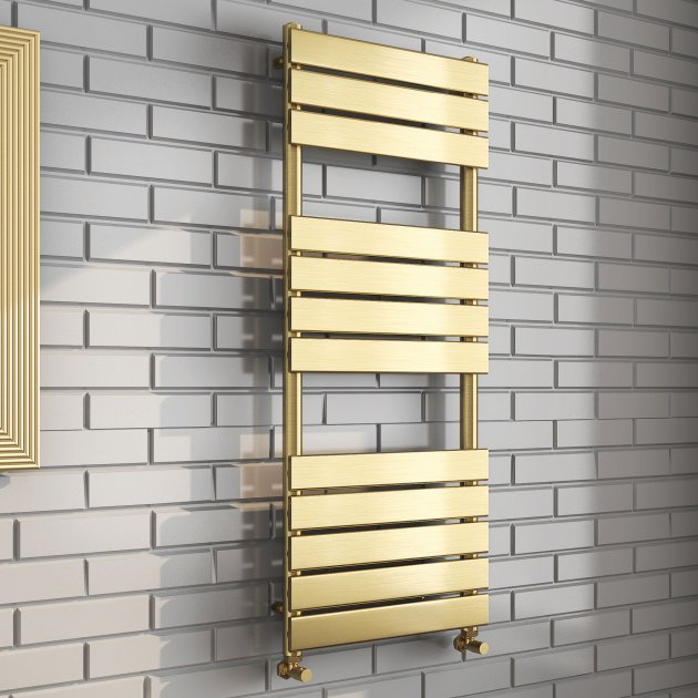 Kartell K-VIT Malibu Designer Brushed Brass Towel Rail 500x1200mm (MAL1200-500B)