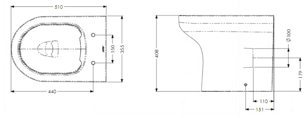 AKW Navlin Standard Height Back to Wall Toilet Pan (23572)