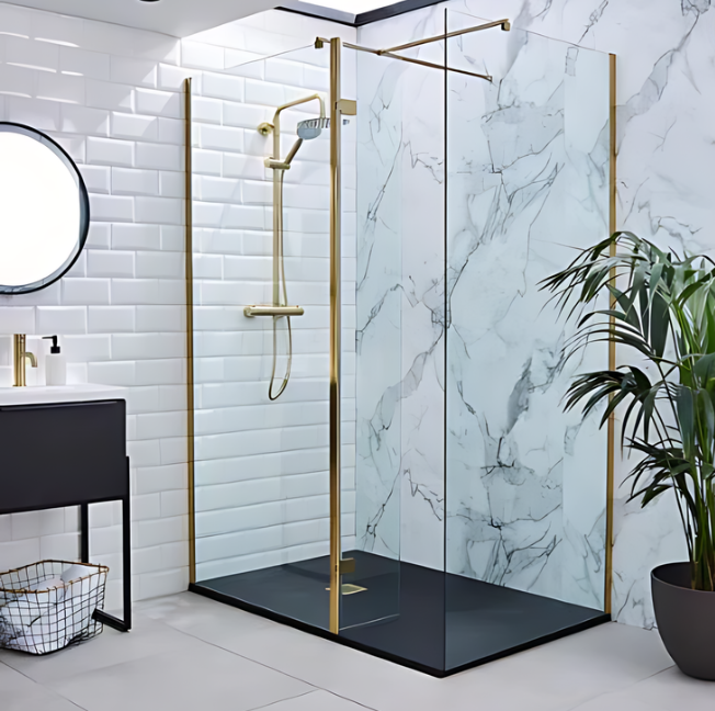 Kartell K-VIT Ottone Wet Room Screen Brushed Brass 800mm (EIGHT800W / BRASS-CONV)